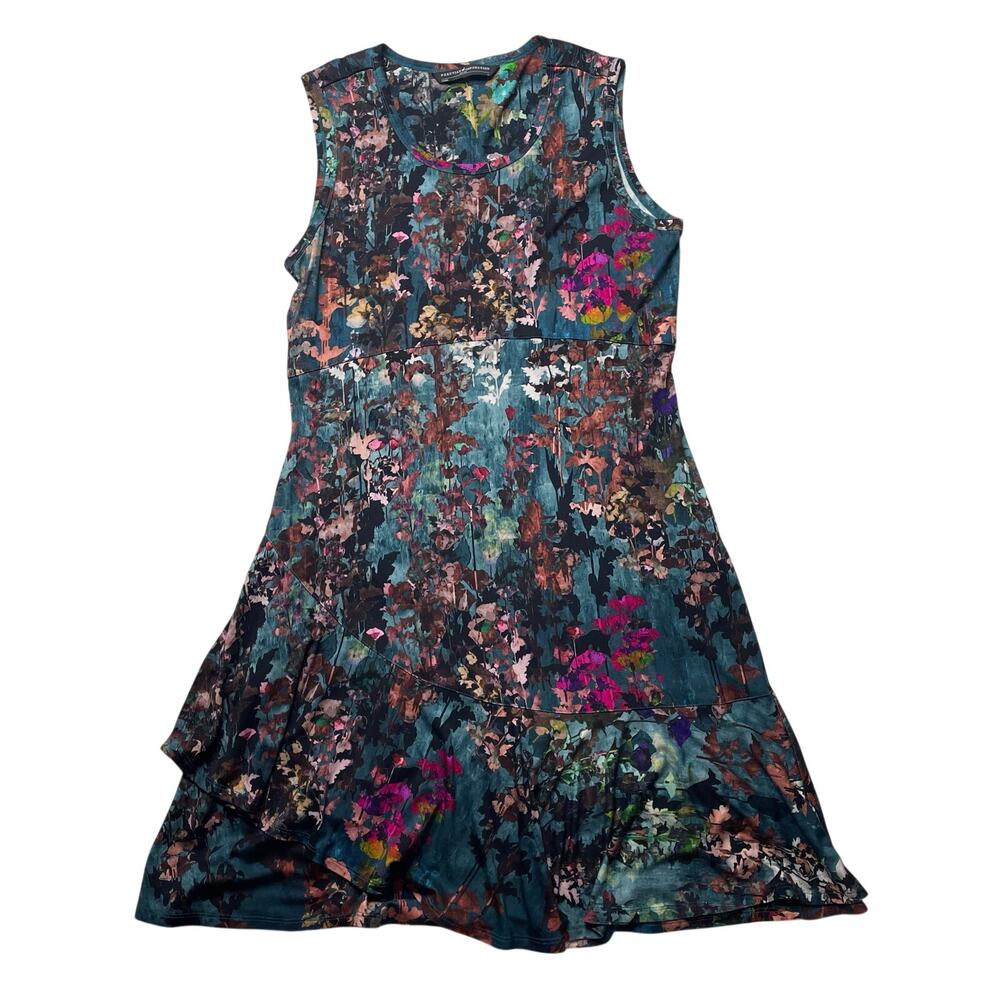 Peruvian Connection Chelsea Floral Jersey Dress Boho Romantic Women's Large